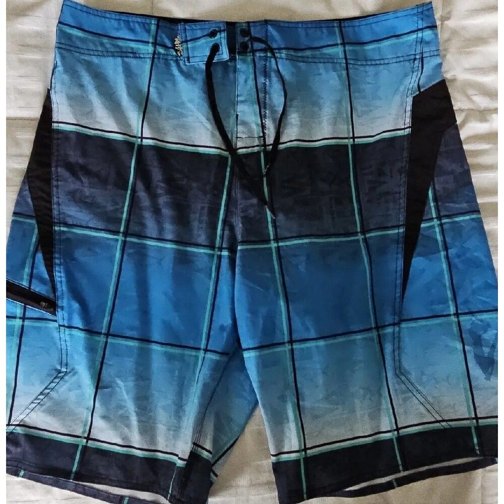Salt Life Swim Trunks Mens 38 Blue SLX-QD Board Shorts Drawstring Swimwear Trunk